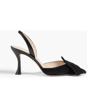 Alexandre Birman Bonny 85 Bow-Detailed Suede Slingback Court Shoes - Black