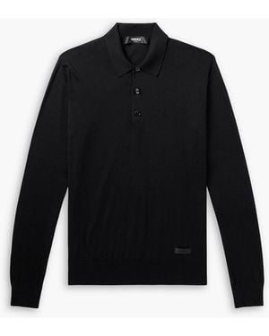 Versace Silk And Cotton-Blend Polo Shirt - Black