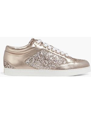 Jimmy Choo Miami Glittered Leather Sneakers - Metallic