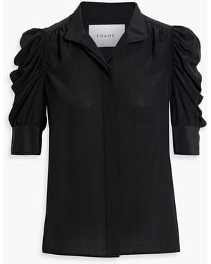 FRAME The Gillian Silk Crepe De Chine Top - Black