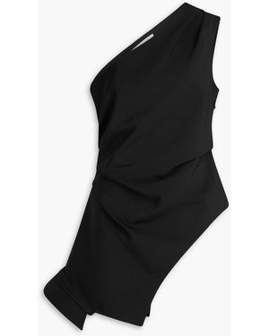 Rohe One-Shoulder Asymmetric Grain De Poudre Top - Black