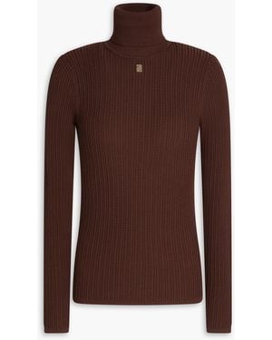 Sandro Cable-knit Lyocell-blend Turtleneck Jumper - Brown