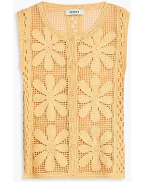 Sandro Guipure Lace Vest - Yellow