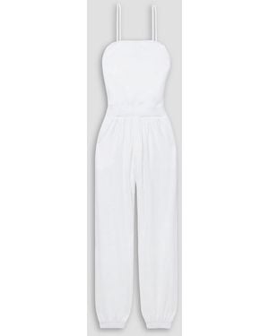 ATM Gathered Stretch Pima Cotton-jersey Jumpsuit - White