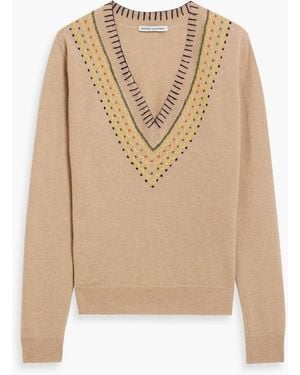 Autumn Cashmere Embroidered Cashmere Sweater - Natural