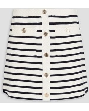 Maje Embellished Striped Knitted Mini Skirt - Grey