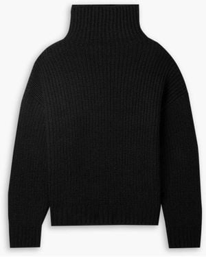 Anine Bing Sydney Oversized Ribbed-Knit Turtleneck Sweater - Black