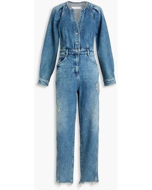IRO Distressed Denim Jumpsuit - Blue