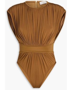 Zimmermann Gathered Stretch-Jersey Bodysuit - Brown