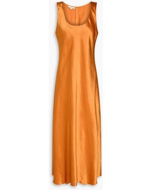 Vince Crinkled-satin Midi Dress - Orange