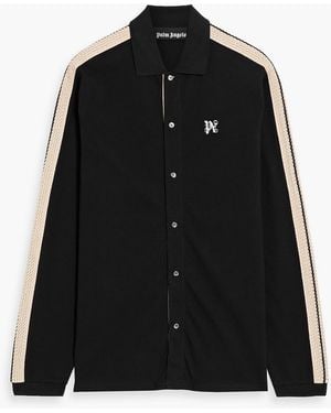 Palm Angels Crochet-Trimmed Cotton-Piqué Shirt - Black