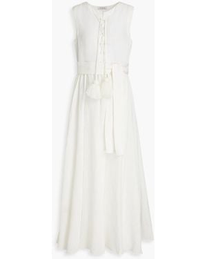 Fil De Vie Althea Gathered Linen Midi Dress - White