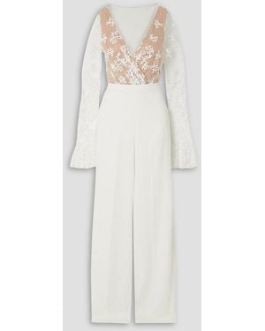 Rime Arodaky Poppy jumpsuit aus tüll und crêpe mit stickereien - Weiß