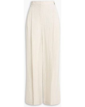 Brunello Cucinelli Bead-Embellished Linen-Blend Wide-Leg Pants - White