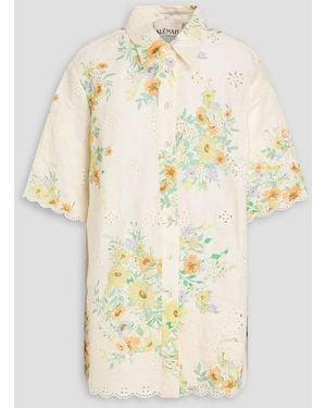 ALÉMAIS Juliette Floral-print Broderie Anglaise Linen Shirt - Natural