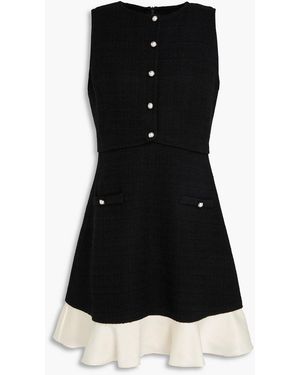 Sandro Button-Embellished Cotton-Blend Tweed Mini Dress - Black