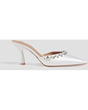 Malone Souliers Gwyn 70 Embellished Satin Mules - White