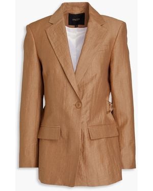 Maje Crinkled-Twill Blazer - Brown