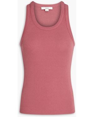 Vince Ribbed Jersey Tank - Pink
