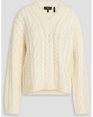 Theory Pullover aus einer woll-kaschmirmischung mit zopfstrickmuster - Natur