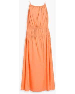Another Tomorrow Gathered Cotton-voile Maxi Dress - Orange