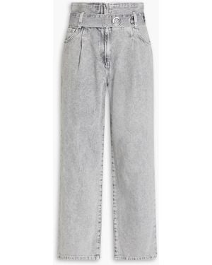 IRO Belted Faded High-Rise Tapered Jeans - Grey