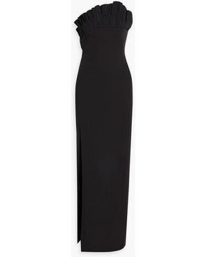Marchesa Pleated Poplin-paneled Stretch-jersey Maxi Dress - Black