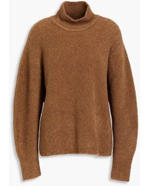 Theory Cozy Wool-blend Bouclé-knit Turtleneck Sweater - Brown