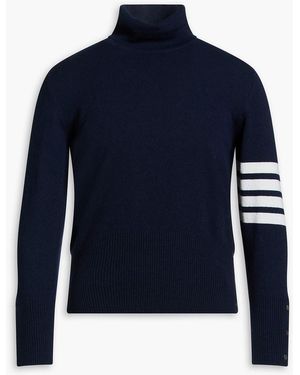 Thom Browne Striped Cashmere Turtleneck Jumper - Blue