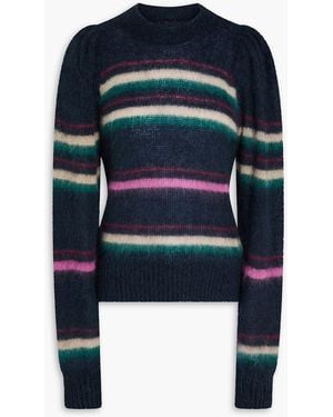 Isabel Marant Debie Striped Intarsia Mohair-blend Jumper - Blue