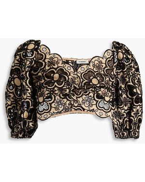 Sandro Cropped Broderie Anglaise Cotton Top - Black