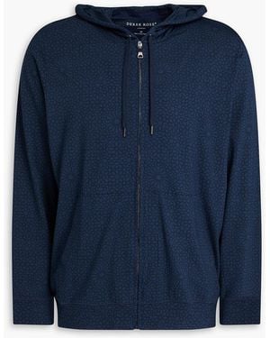Derek Rose Printed Stretch-modal Jersey Zip-up Hoodie - Blue
