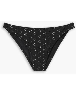 Peony Bikini-höschen aus recyceltem stretch-material mit lochstickerei - Schwarz