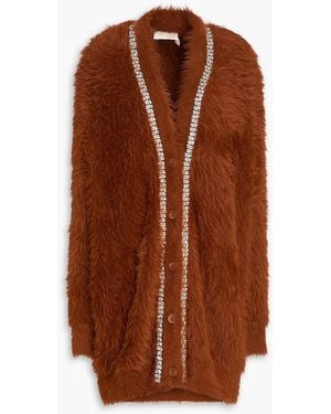 Zimmermann Crystal-Embellished Brushed Knitted Cardigan - Brown