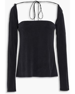 Tibi Convertible Washed Cupro-blend Jersey Top - Black