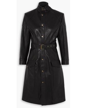 Petar Petrov Mars Belted Topstitched Leather Midi Dress - Black