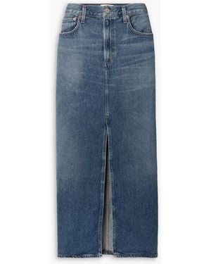 Agolde Leif Denim Midi Skirt - Blue