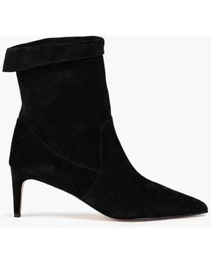 Red(V) Suede Ankle Boots - Black