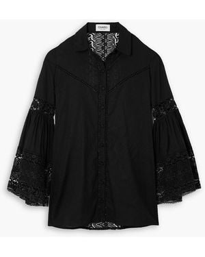 Charo Ruiz Letta Guipure Lace-trimmed Cotton-blend Voile Blouse - Black