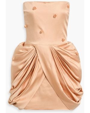 Stella McCartney Strapless Embellished Draped Mini Dress - Natural
