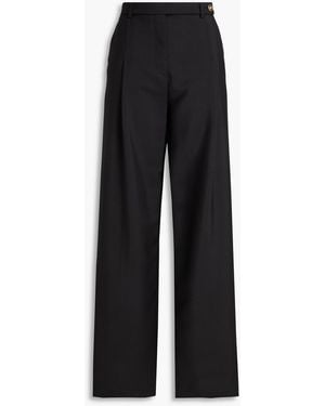Versace Wool-Blend Wide-Leg Trousers - Black