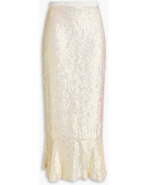 Saloni Sequined Gauze Midi Skirt - White
