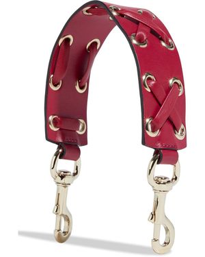 Red(V) Whipstitched Leather Bag Strap - Red