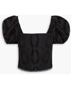 Charo Ruiz Nivak Cropped Cotton-Blend Top - Black
