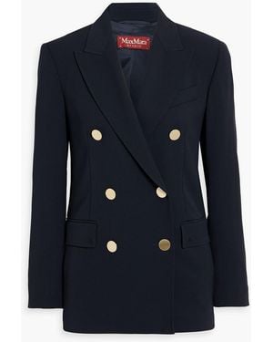 Max Mara Edicola Double-Breasted Wool-Twill Blazer - Blue