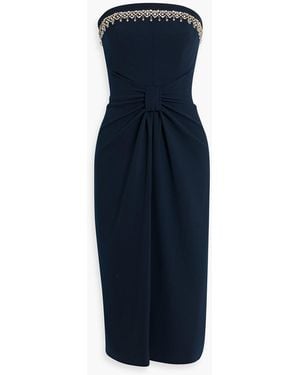 Jenny Packham Blaze Strapless Crystal-Embellished Crepe Midi Dress - Blue