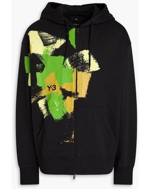 Y-3 Printed French Cotton-terry Zip-up Hoodie - Black