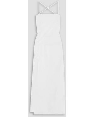 Ioannes Camilla Open-back Ruched Cotton-poplin Maxi Dress - White