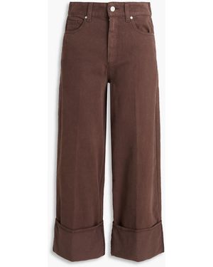 PAIGE Sasha Cropped High-Rise Wide-Leg Jeans - Brown