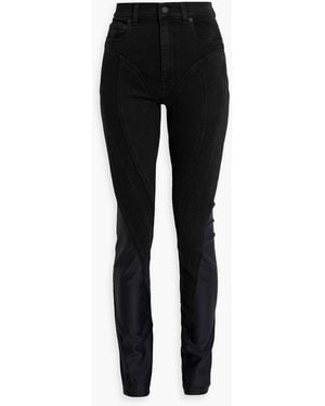 Mugler Scuba-Paneled High-Rise Skinny Jeans - Black